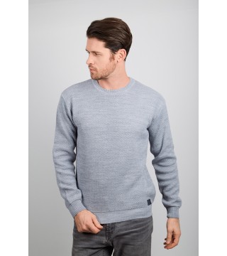 Vip Stendo Woollen Thick Textured Crew Neck Man Sweater