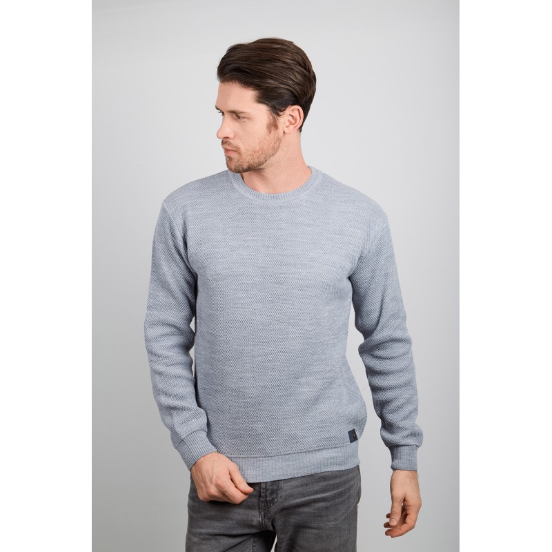 Vip Stendo Woollen Thick Textured Crew Neck Man Sweater