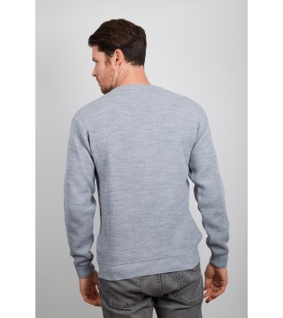 Vip Stendo Woollen Thick Textured Crew Neck Man Sweater